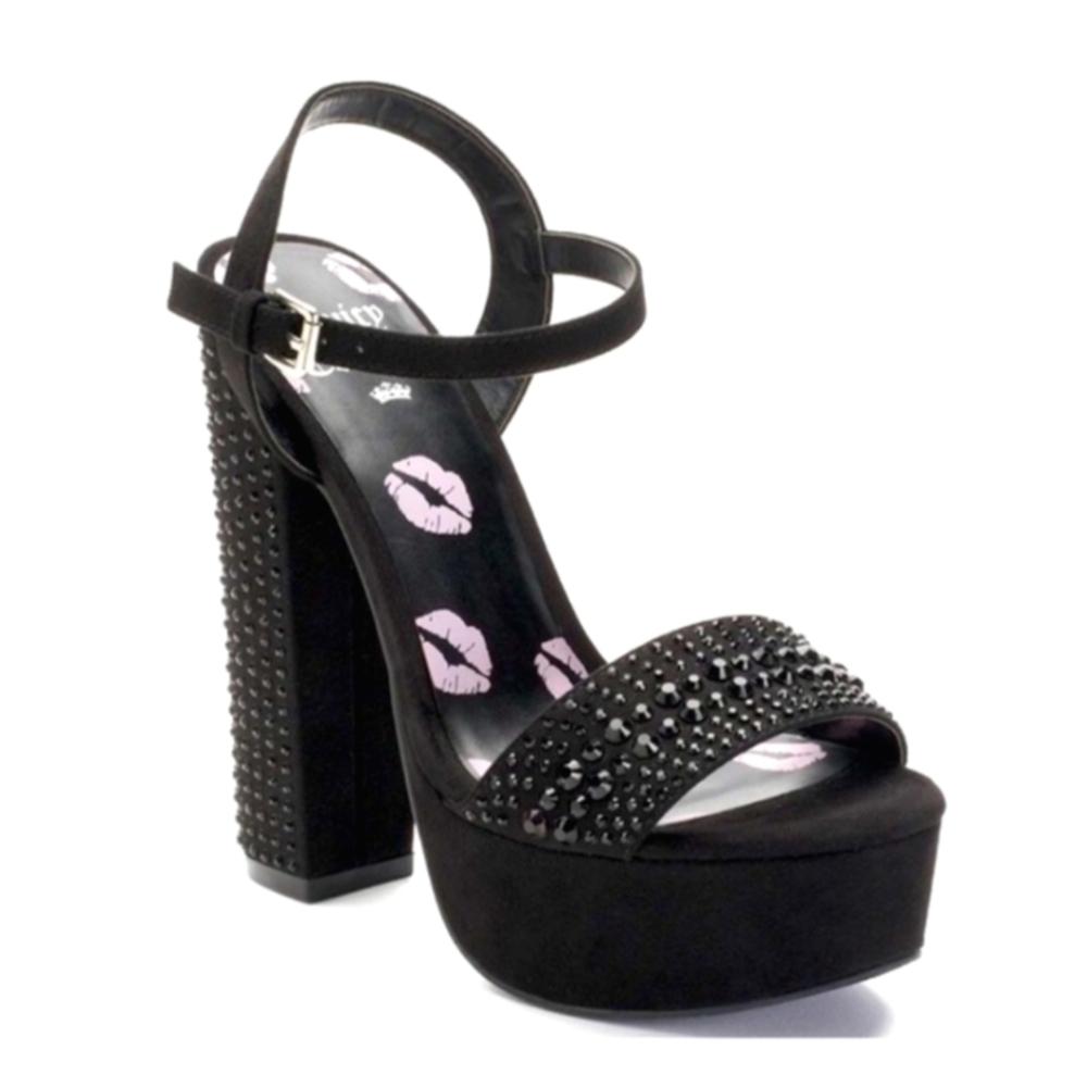Juicy Couture Black Rhinestone Platform Heels